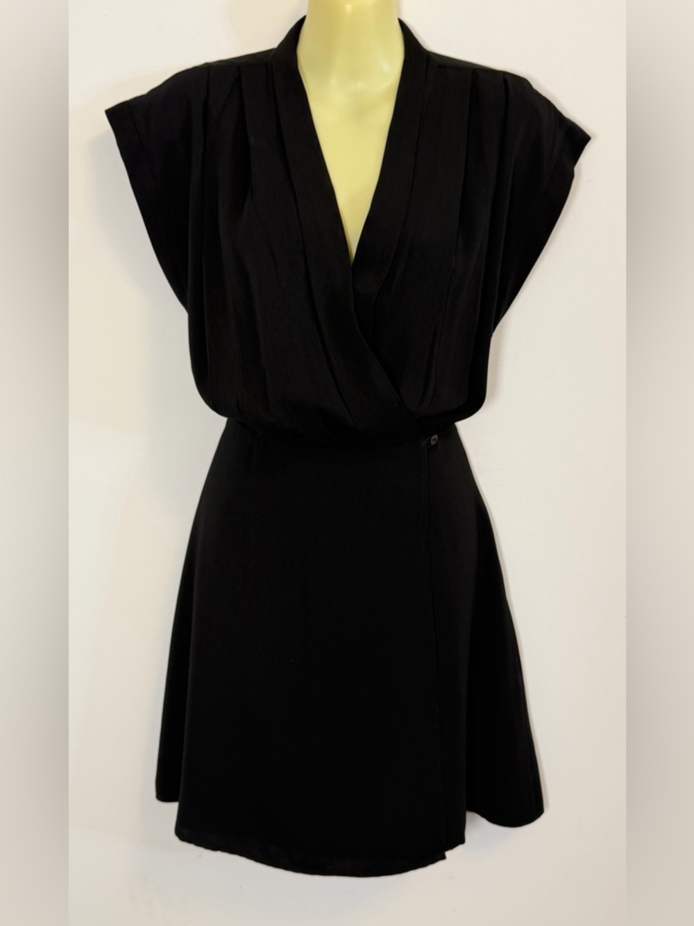 Naked Zebra Black Faux Wrap Mini Dress